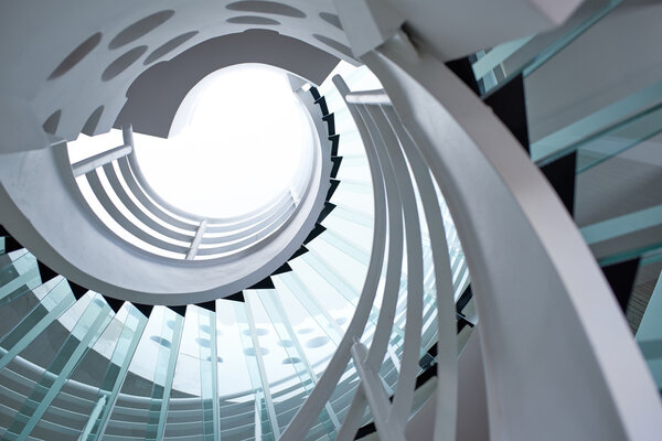 modern glass spiral staircase