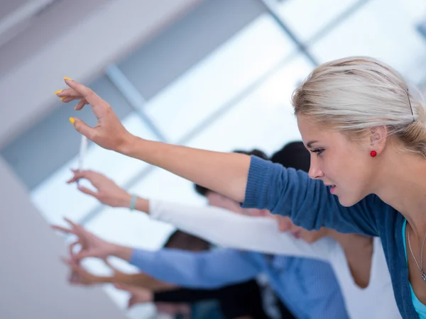 Group of Students raise their hands up — Stock Photo, Image