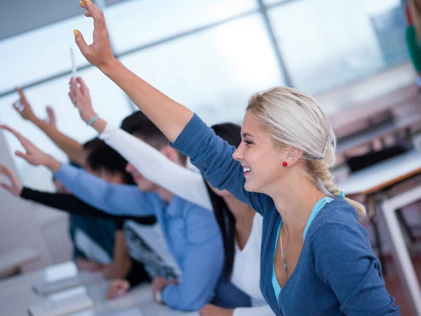 Group of Students raise their hands up — Stock Photo, Image