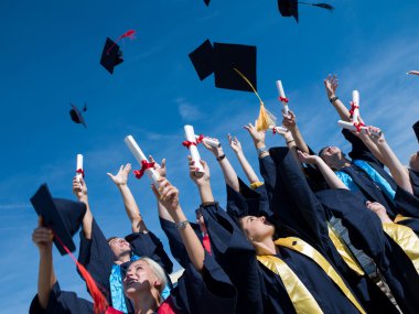 High school graduates, students clipart
