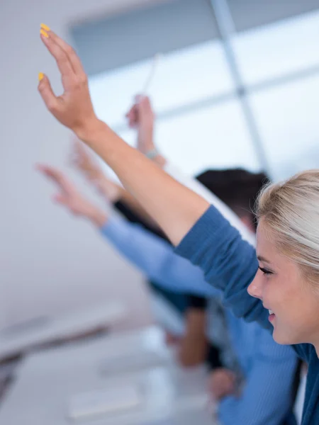 Group of Students raise hands up — Stock Photo, Image