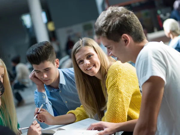 group of students studying