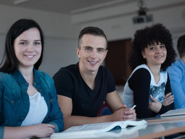 Glada studenter grupp studerar — Stockfoto
