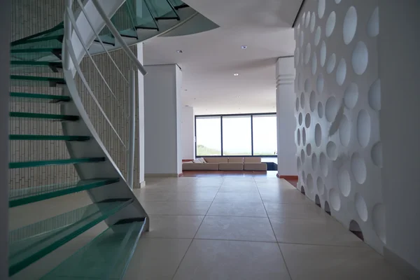 Modern glass spiral staircase — Stock Photo, Image