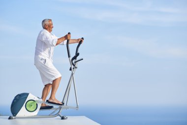 healthy senior man working out clipart