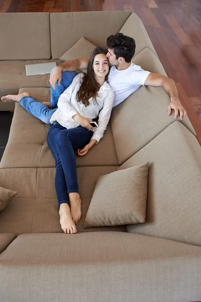 Happy young romantic couple at home — Stock Photo, Image