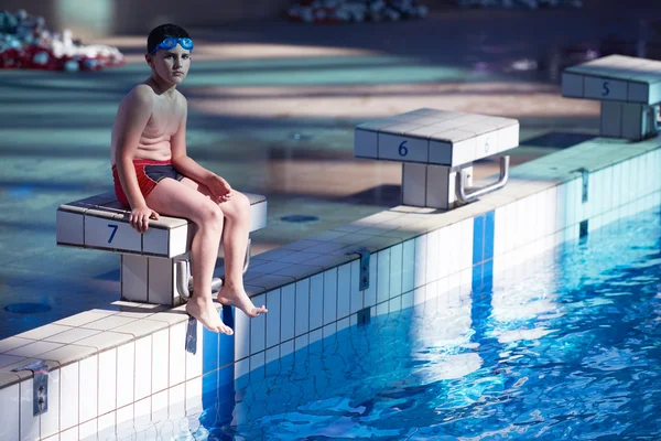 Boy at swimming pool school class — Stock Photo, Image