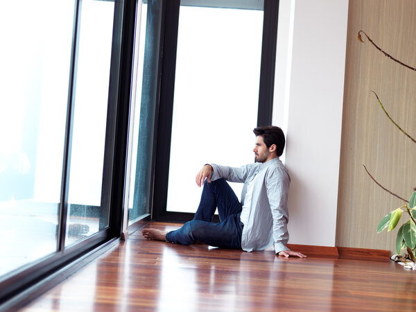 relaxed young man at home