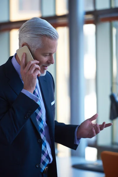 Старший бизнесмен говорить по мобильному телефону — стоковое фото
