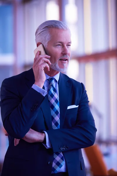 Hombre de negocios senior hablando por teléfono móvil — Foto de Stock