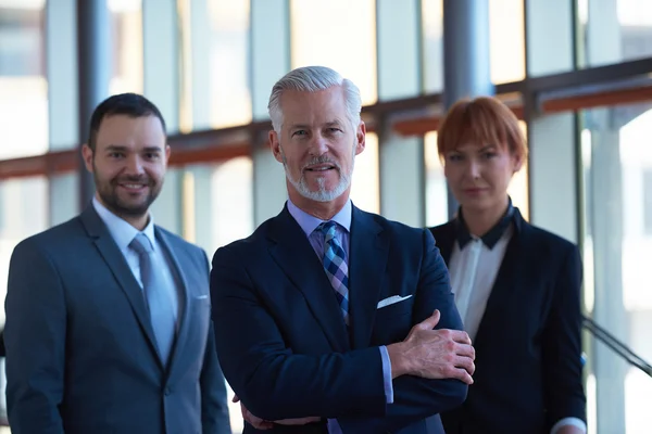 Senior affärsman med sitt team på kontoret — Stockfoto