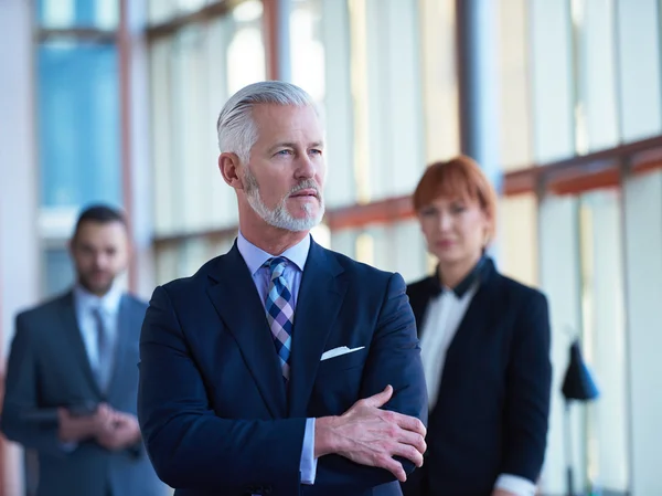 Senior affärsman med sitt team på kontoret — Stockfoto