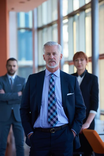 Senior affärsman med sitt team på kontor — Stockfoto