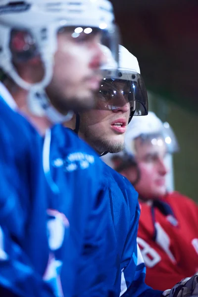 Jugadores de hockey sobre hielo en el banco —  Fotos de Stock