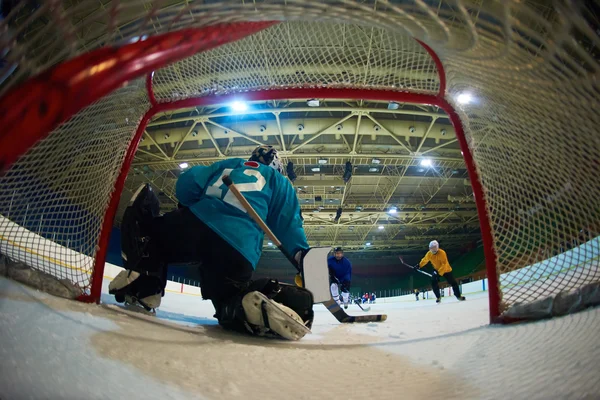 Ijshockeydoelman Doelpunt Actie — Stockfoto