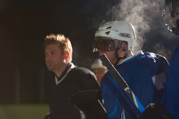 Jugadores de hockey sobre hielo en el banco —  Fotos de Stock