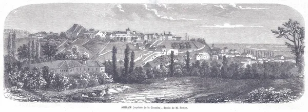 Hırvatistan 'ın Agram Zagreb kentinin tarihi oymacılığı, kıvrımlı sokaklar, teraslı tepeler, kilise ve nehir önplanının yer aldığı. Eski çağlardan kalan miras, Avrupa cazibesi ve zamansız kasaba manzarasını çağrıştırıyor..