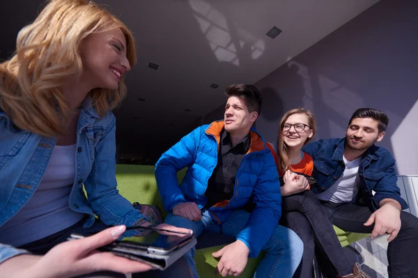 Students group working on school  project  together — Stock Photo, Image