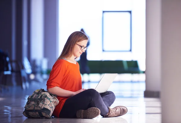 Student girl with laptop computer Stock Image