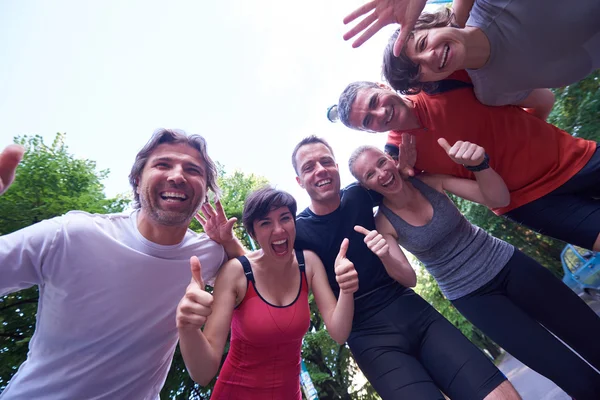 Jogging people group having fun — Stock Photo, Image