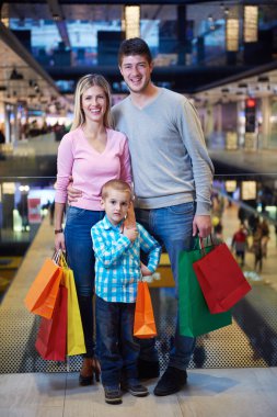 genç ailesi ile alışveriş torbaları