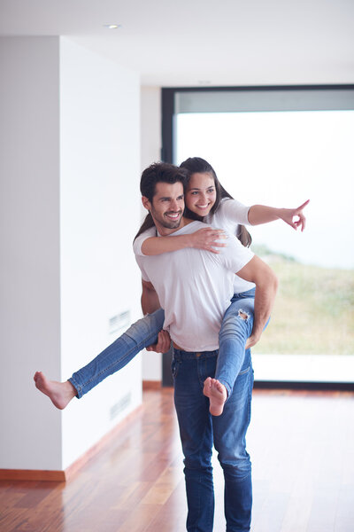 romantic couple having fun at home