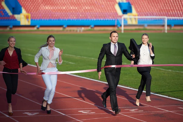 Mensen uit het bedrijfsleven wordt uitgevoerd op track racing — Stockfoto