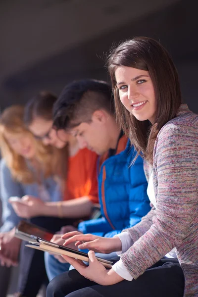 Students group working on school  project  together — Stock Photo, Image