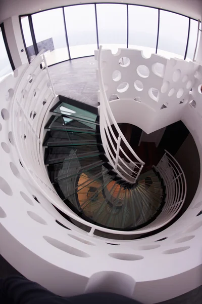 Modern glass spiral staircase — Stock Photo, Image