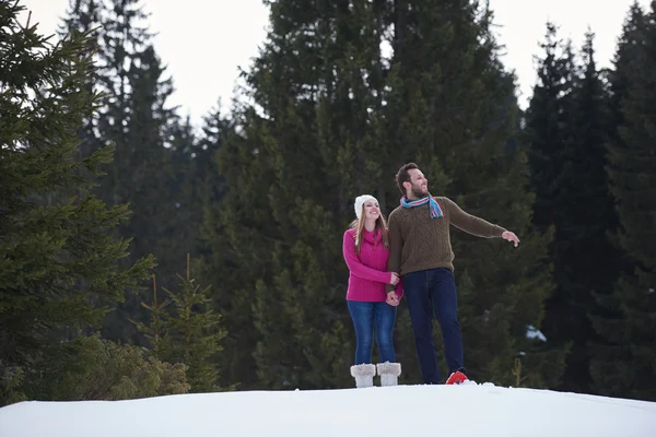 Couple having fun in snow — Stock Photo, Image