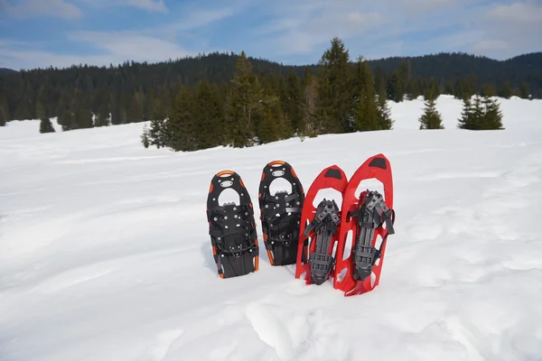 Raquettes dans la neige fraîche — Photo