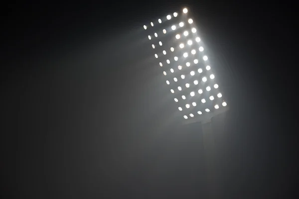 Utsikt Över Fotbollsstadion Lyser Reflektorer — Stockfoto