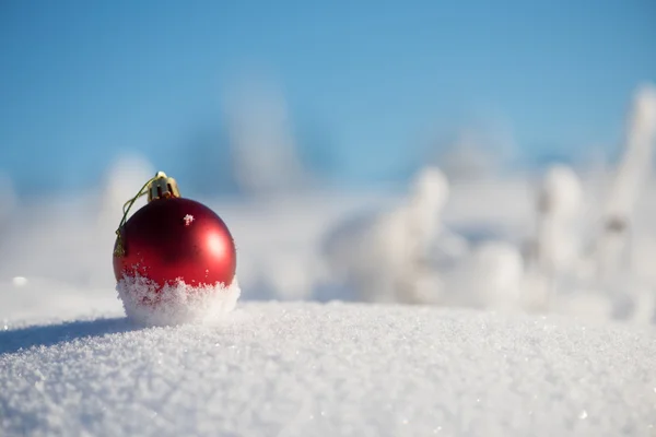 雪の中のクリスマスボール — ストック写真