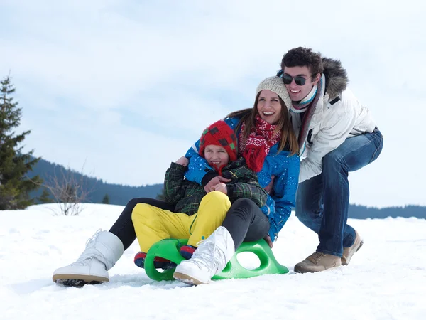 Snow and family portrait — Stock Photo, Image