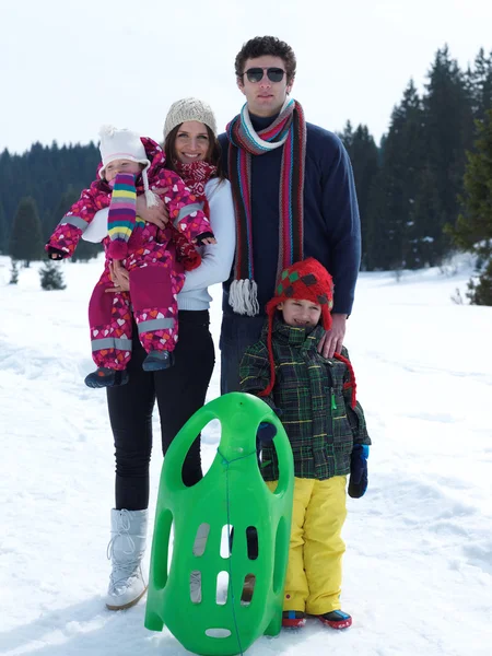 Snow and family portrait — Stock Photo, Image