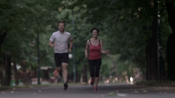 Couple jogging at early morning — Stock Video