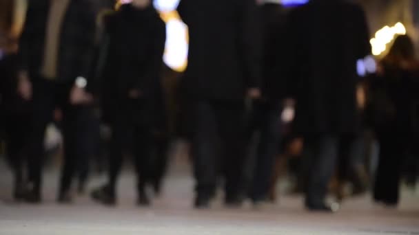 People crowd walking on busy street — Stock Video