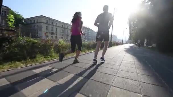 Couple jogging in morning — Stock Video