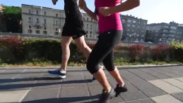 Paar joggt morgens — Stockvideo