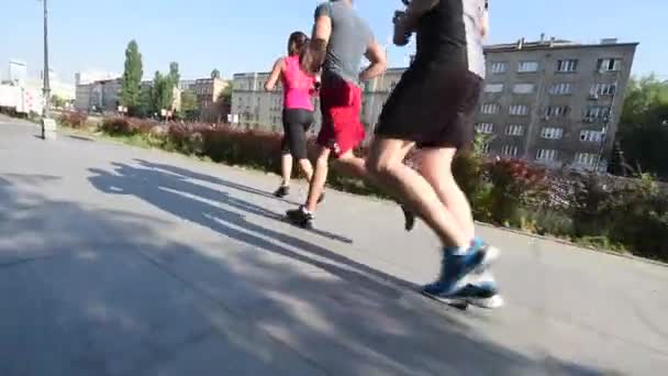 Oameni grup jogging — Videoclip de stoc
