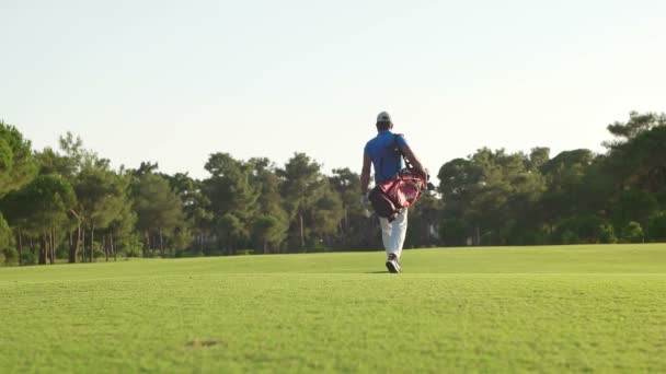 Jogador de golfe andando — Vídeo de Stock