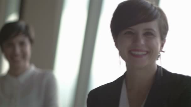 비즈니스 사람들이 그룹, 여성 팀 리더로 — 비디오