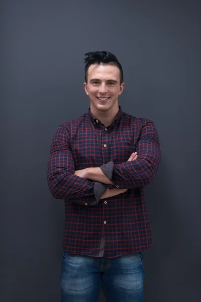 Portré, fiatal startup üzleti férfi kockás ing — Stock Fotó