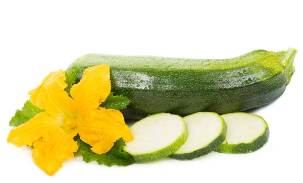 Midollo verde tagliato a fette con fiore e foglia — Foto Stock