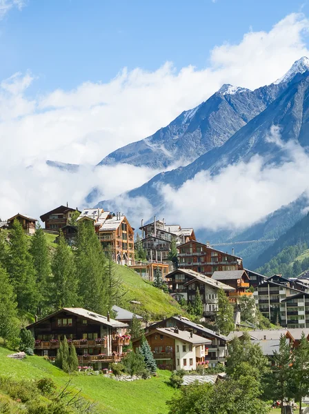 Célèbre Ville Suisse Zermatt Dans Vallée Près Centre Frontalier Suisse — Photo