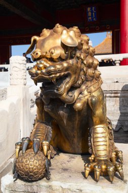 BEIJING, ÇİN - 14 Ekim 2017: Yasak Şehir (Saray Müzesi), Çin imparatorluk sarayı Ming hanedanlığından Qing hanedanlığının sonuna kadar (1420-1912)).