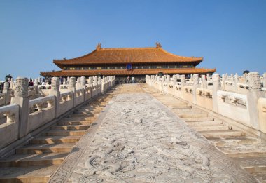 BEIJING, ÇİN - 14 Ekim 2017: Yasak Şehir (Saray Müzesi), Çin imparatorluk sarayı Ming hanedanlığından Qing hanedanlığının sonuna kadar (1420-1912)).