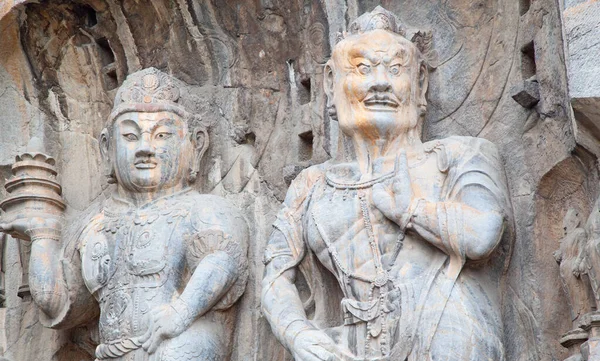 Famosas Grutas Longmen Estatuas Buda Bodhisattvas Talladas Roca Monolito Cerca — Foto de Stock