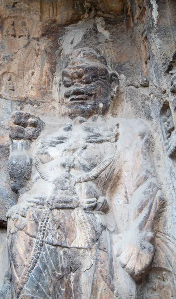 Famosas Grutas Longmen Estátuas Buda Bodhisattvas Esculpidas Rocha Monólito Perto — Fotografia de Stock