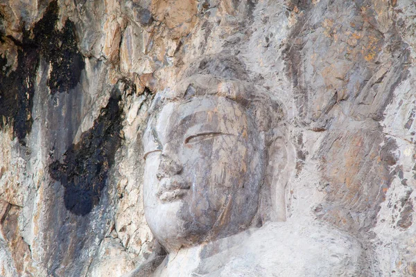 Famosas Grutas Longmen Estatuas Buda Bodhisattvas Talladas Roca Monolito Cerca — Foto de Stock